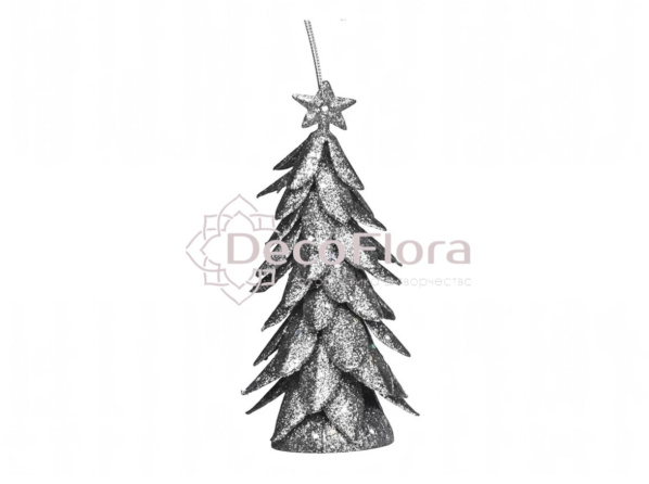 Елка декоративная 17см глиттер серебро